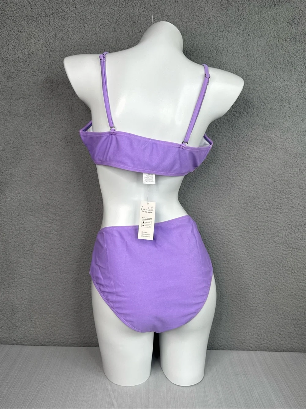 Cupshe Two Piece Swimsuit Bracelet/Full Coverage Bottom Purple Womens Sz XL NWT